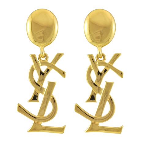 ebay ysl gold drop eareings|Yves Saint Laurent. Gold plated drop and dangle earrings .